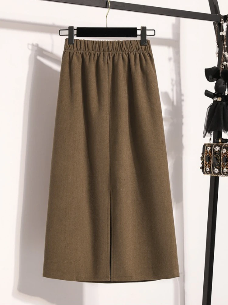 حجم كبير التنانير ميدي عالية الخصر ألف خط حجم كبير إخفاء اللحوم التخسيس الكمثرى شكل الجسم نصف الجسم تنورة تنوعا تنورة طويلة #5