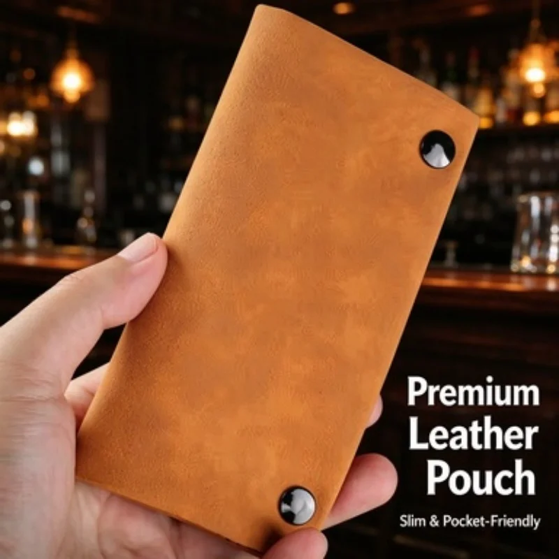 Multifunctional Foldable Leather Tobacco Pouch Double Zipper Tobacco Storage Bag Smoking Paper Holder Wallet Case