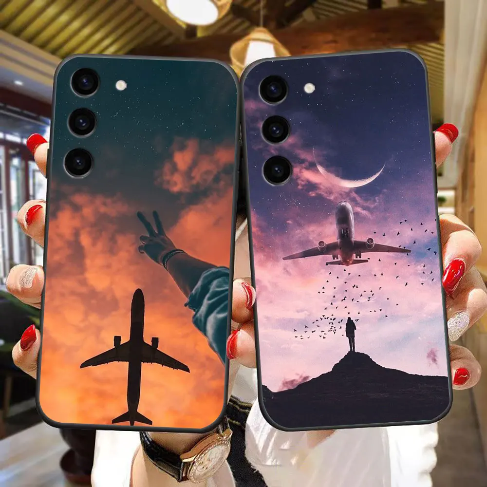 

Plane Airplane World Travel Cover Phone Case For Samsung Galaxy S25 S24 S23 S22 S21 S20 FE S10 S9 ULTRA PLUS LITE TPU Case Shell