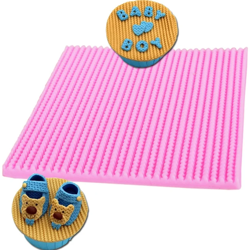 2026 Knitting Mold Silicone Fondant Sweater Texture Relief Mat Baking Accessories (Random Color)