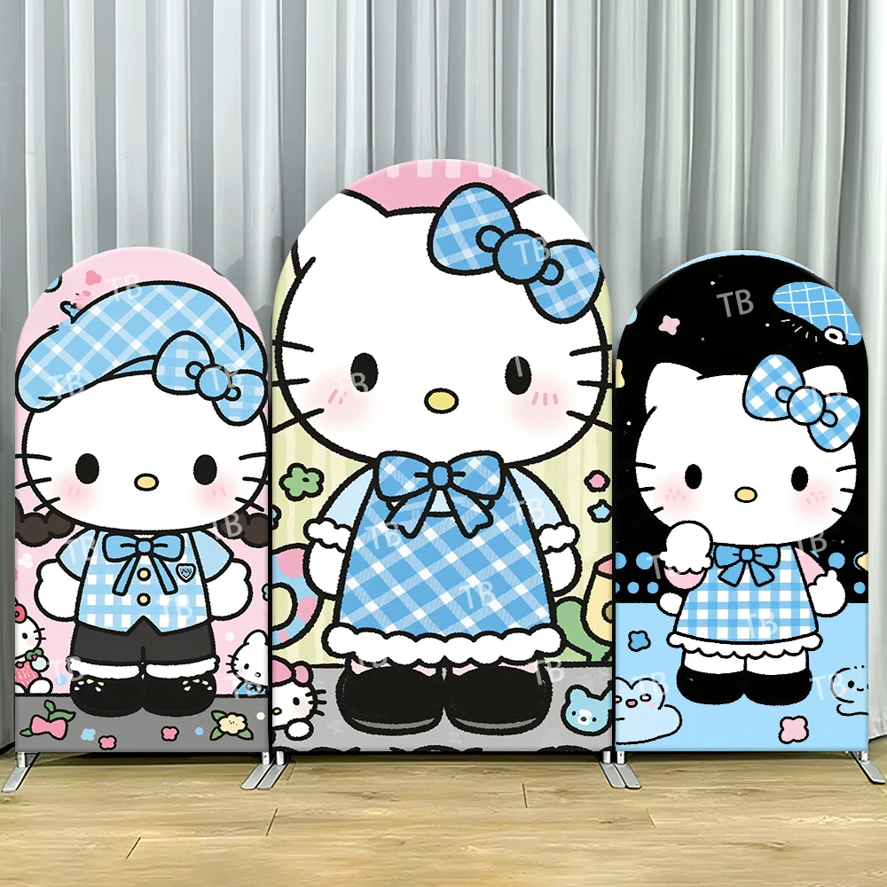 

Hello Kitty Arch Backdrop Cover Party Decoration Photo Booth Props & Festive Background Supplies for Children Celebration Events