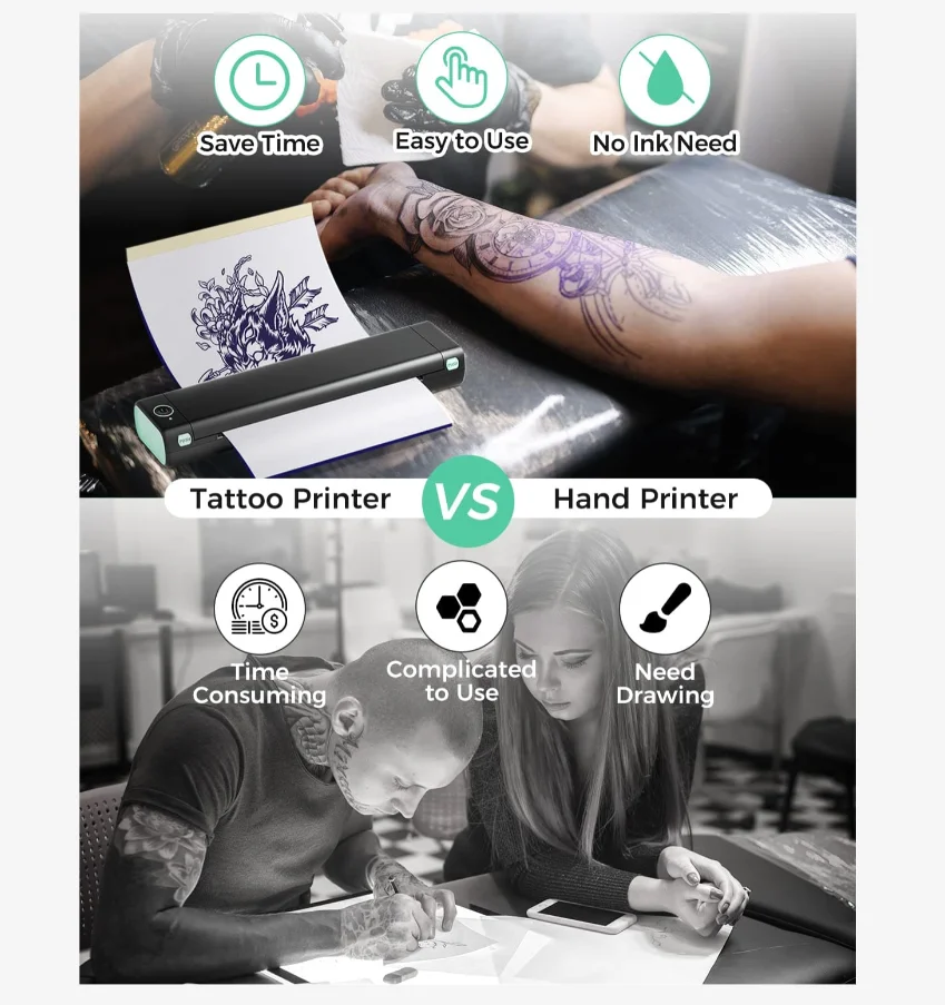 Phomemo M08F A4 Tattoo Stencils Thermal Printer Wireless Thermal Copier Machine Can Customized Logo Carbon Tape Transfer Machine