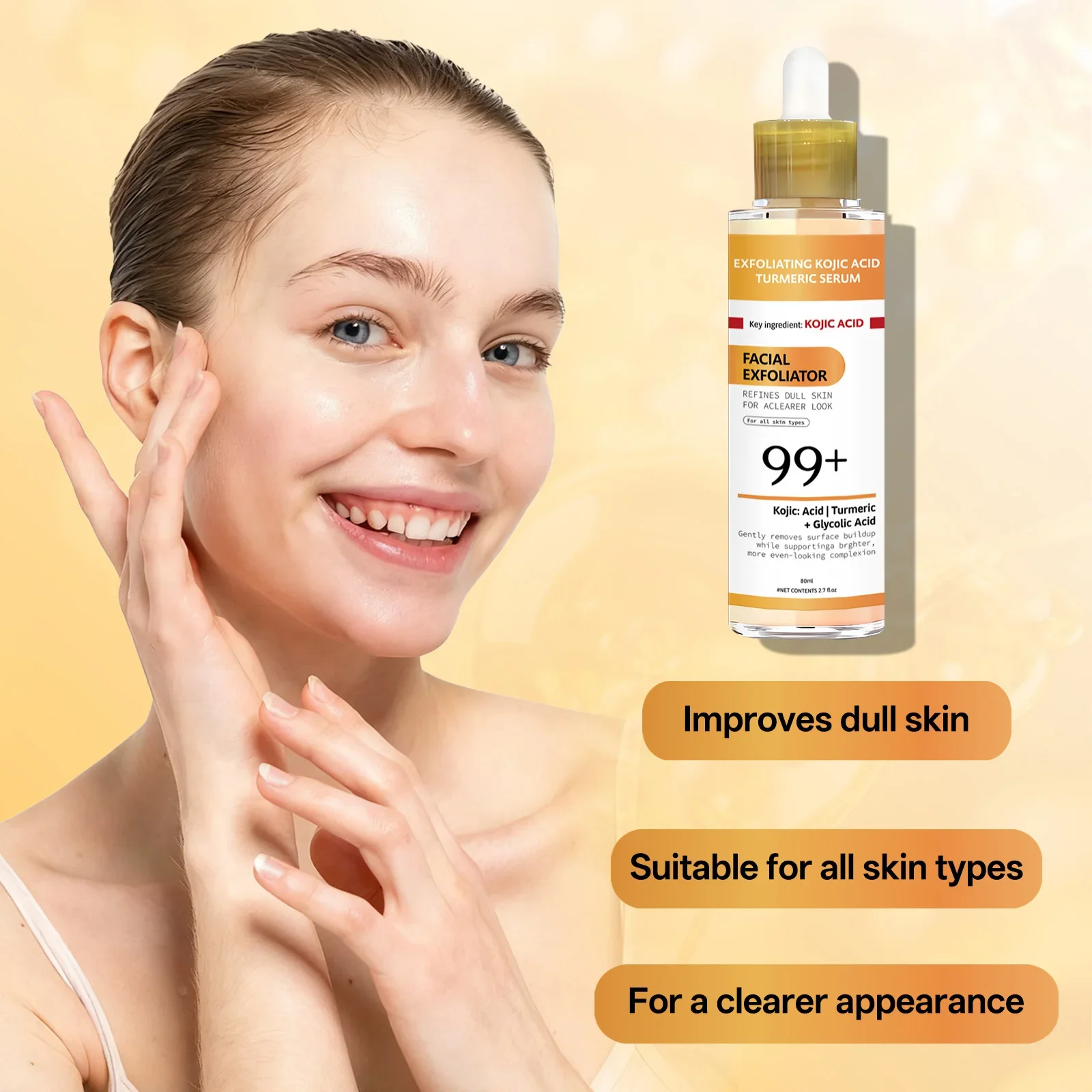 

Turmeric exfoliating essence 80ml mild and effective exfoliating lotion moisturizes skin and cleanses pores