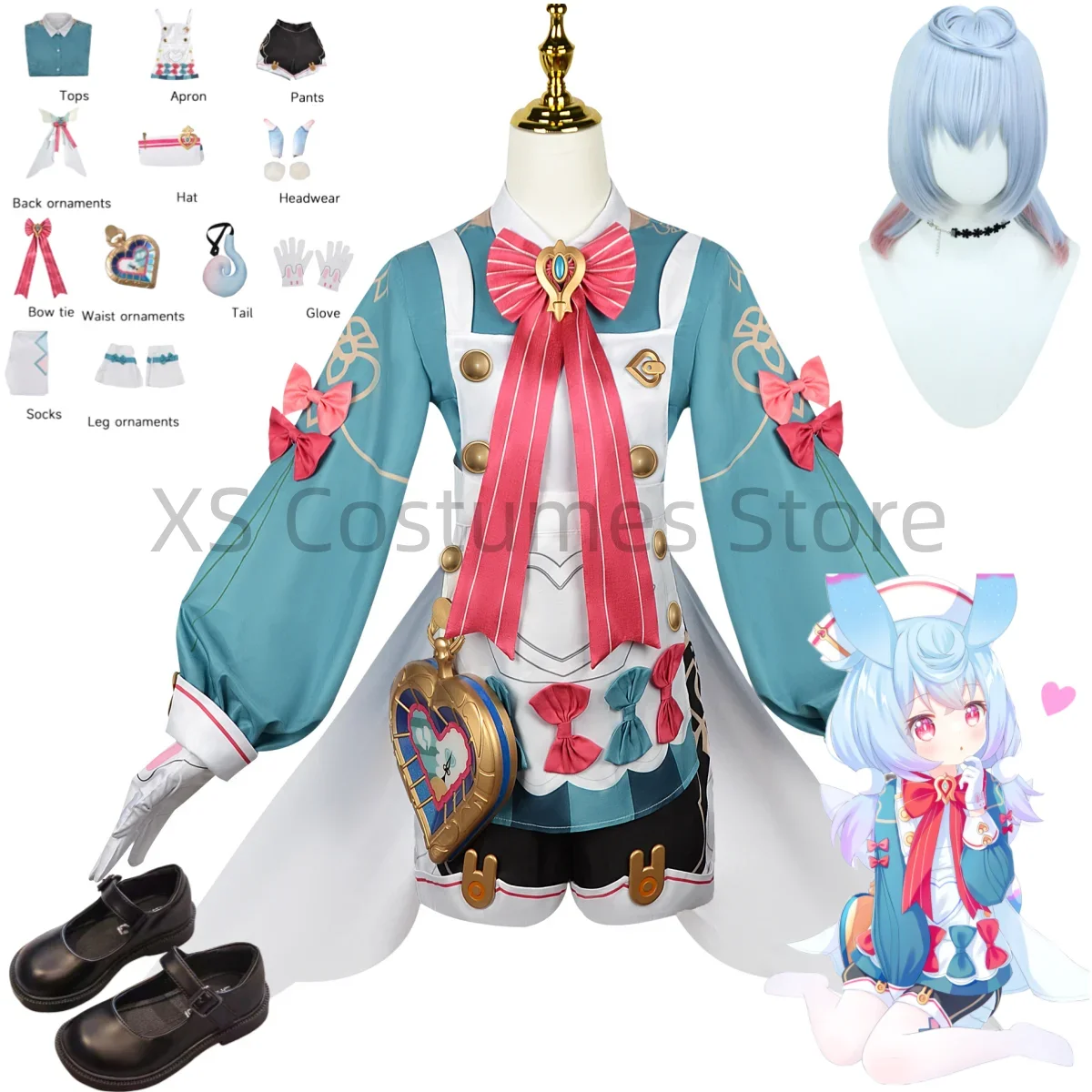 CosplayAnime Sigewinne, disfraces de Cosplay, peluca, accesorios, zapatos, conjunto de uniforme Sexy de lujo, traje de sirvienta