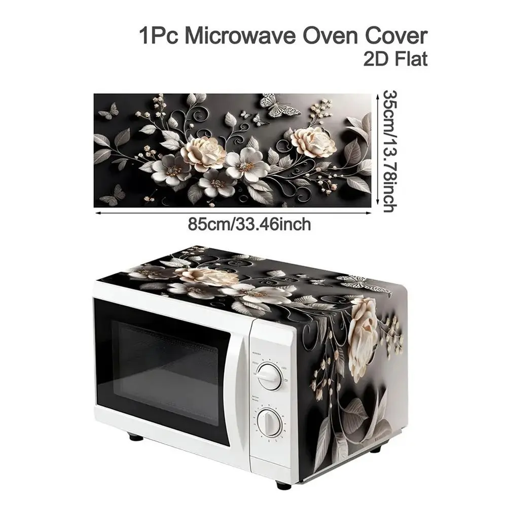 85x35cm Microwave Oven Dust Cover Washable Oil Proof Waterproof Protective Cover Polyester Fabric Machine Protector