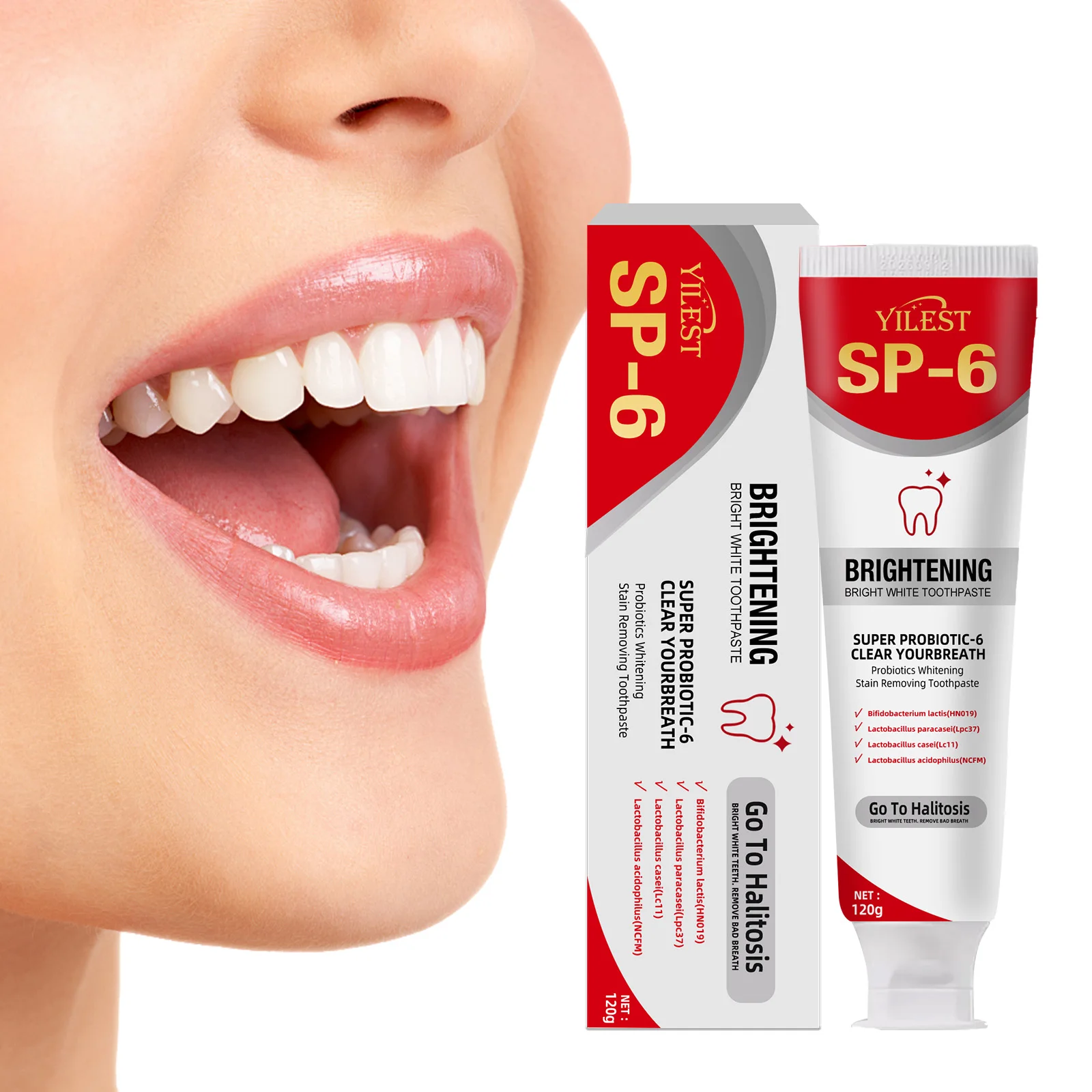 

120g Probiotic SP-6 Teeth Whitening Toothpaste Quick Repair of Cavities Caries Fresh Breath Removal of Plaque New Upgrade