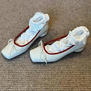 Patent Leather Fashion Mary Jane Shoes Women Pumps Shallow Women Shoes Bow Low Heel Elegant High Heels Female Zapatos De Mujer