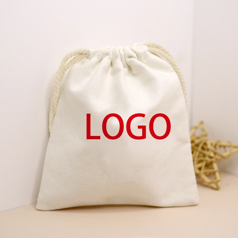 Cotton bag custom drawstring bag storage bag gift bag custom printed logo hand-painted DIY environmentally friendly bag