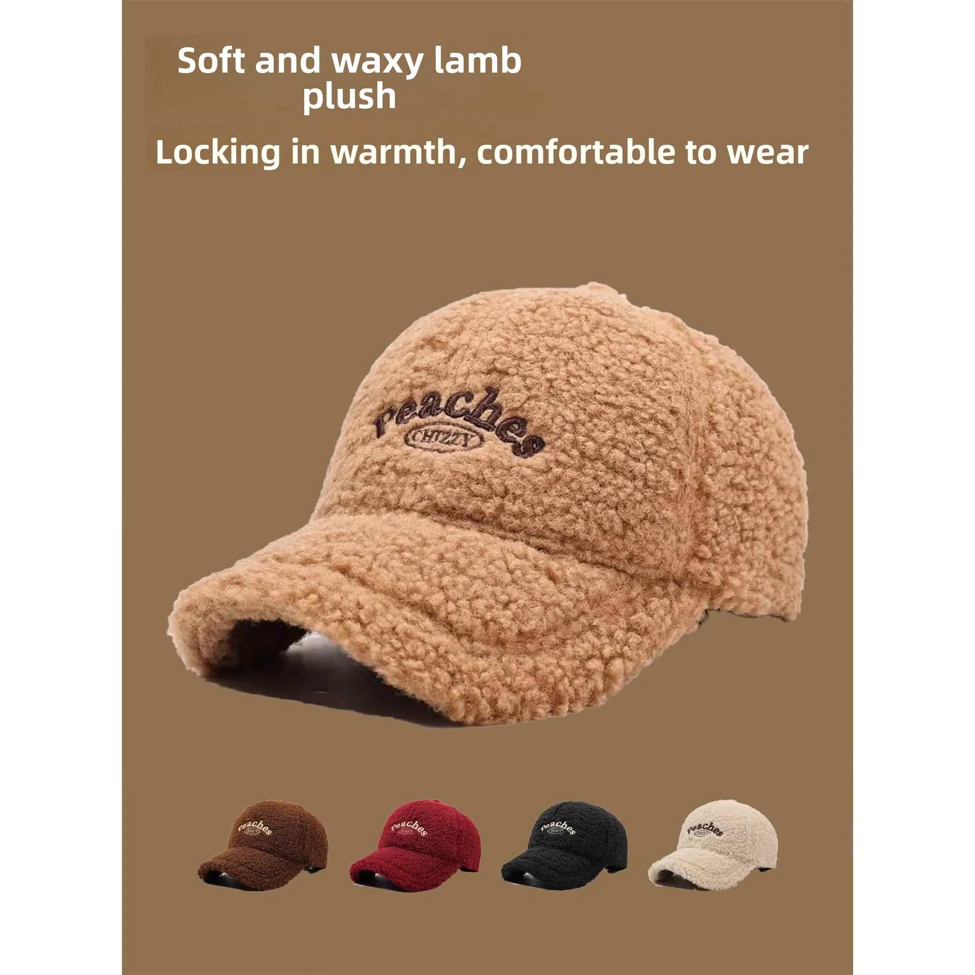 

Бейсболка осенне-зимняя новая, с вышивкой из овечьего меха, для улицы, защита от холода, теплая, модная, универсальная, Dubil...