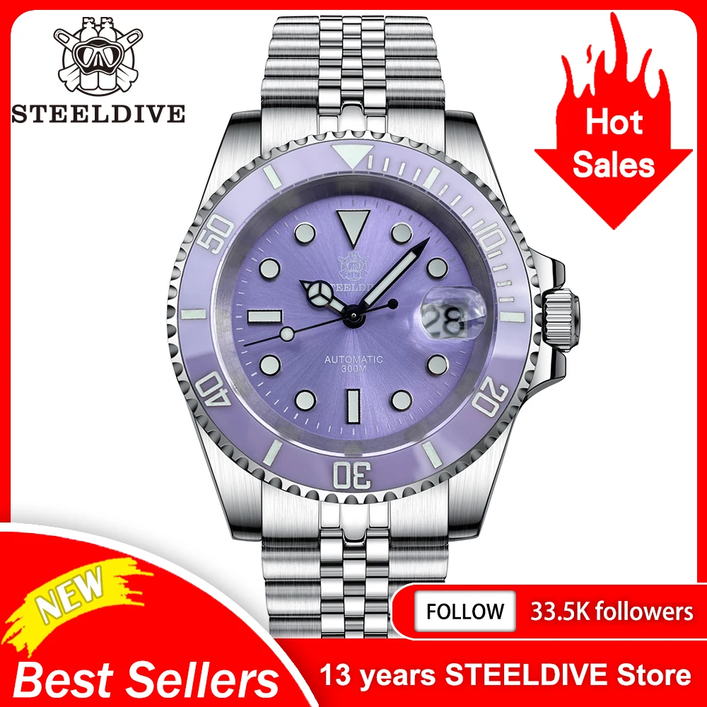 SD1953 New Arrival 2024 Purple Dial Turquoise Dial AR Coating Sapphire Glass 41mm Case 300M Waterproof Ceramic Bezel Dive Watch