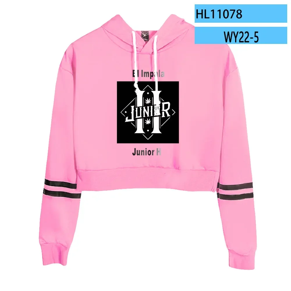 Rapper Junior H Sad Boyz Merch Crop Top Hoodie Women Long Sleeve Hooded Harajuku Cropped Sweatshirt Casual Tracksuit Streetwear