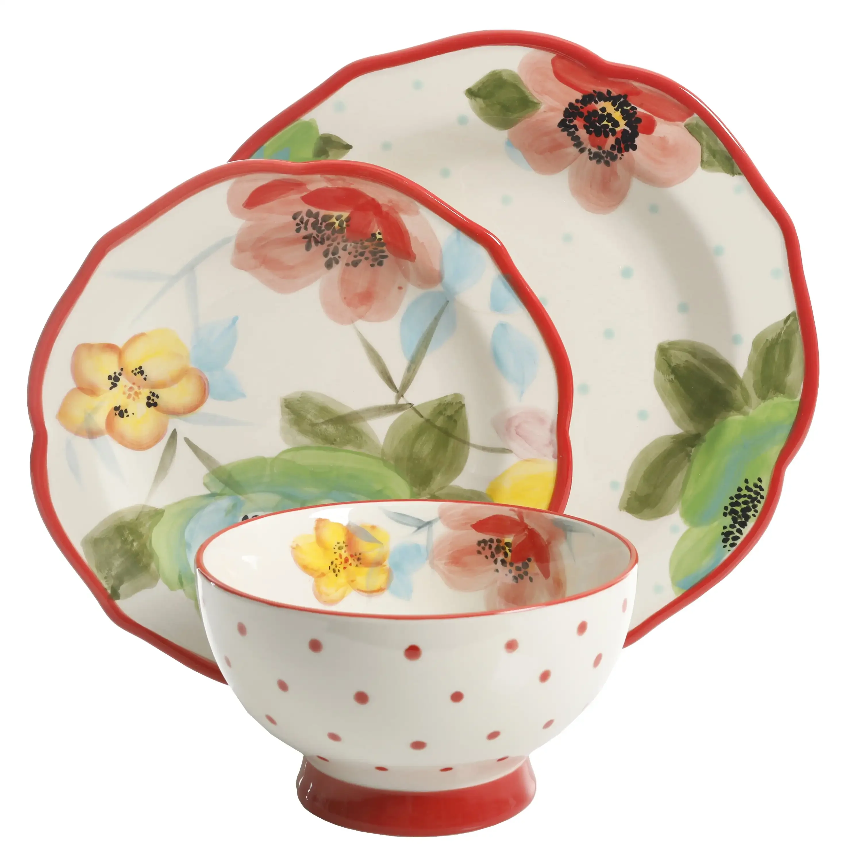 

Набор столовой посуды The Pioneer Woman Vintage Bloom из 12 предметов, красный