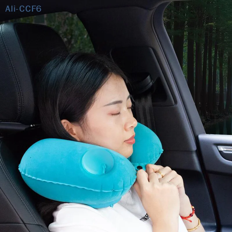 4Pcs/set Outdoor Travel Business Trips Camping Parts Flocking Inflatable Neck Pillow That Can Be Stored And Self Filled