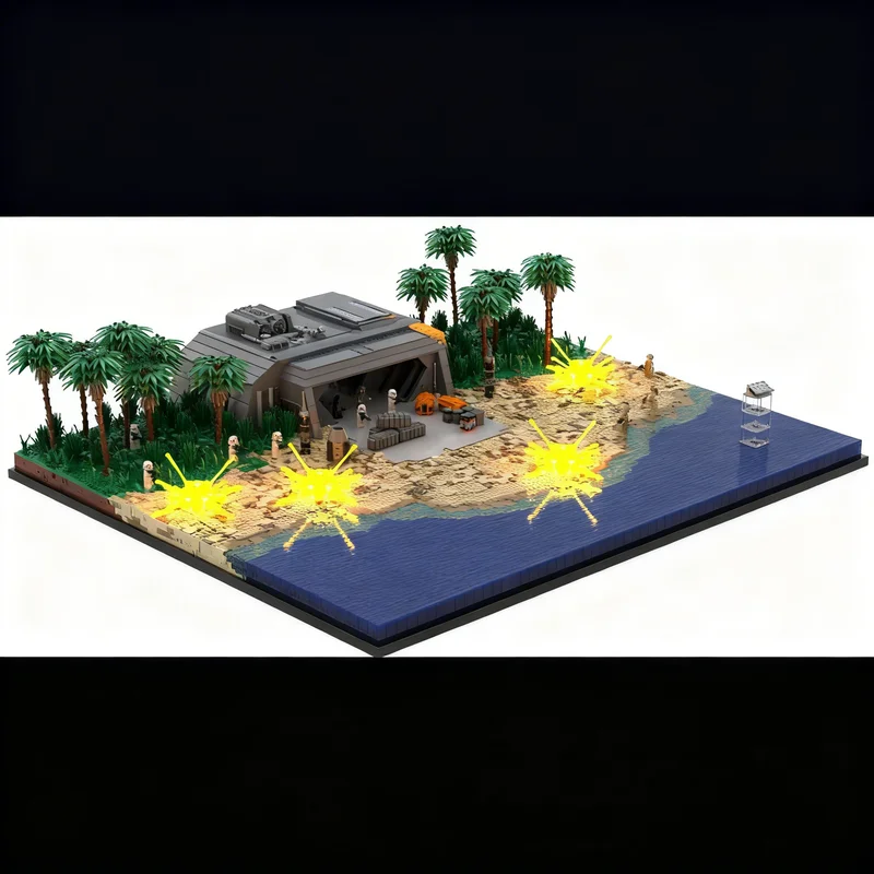 8216pcs MOC Star Battle Series Tropical Base Beach Attack Model Building Blocks Construction Toy Christmas Gift Education Brick