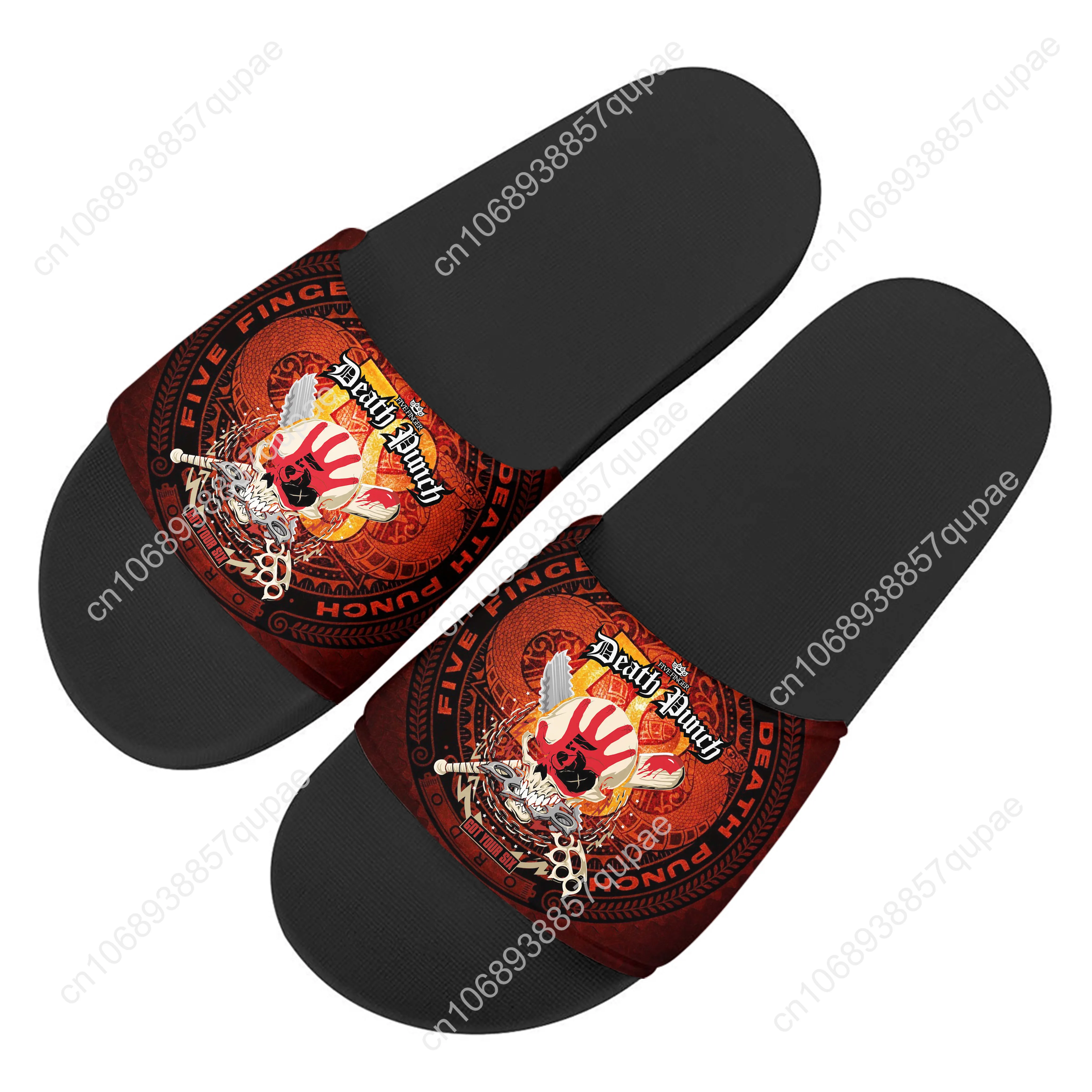 Five Finger Death Punch Band Slippers Home Water Shoes Men Women Teenagers Beach Pool Sandals High Quality Custom Summer Slipper