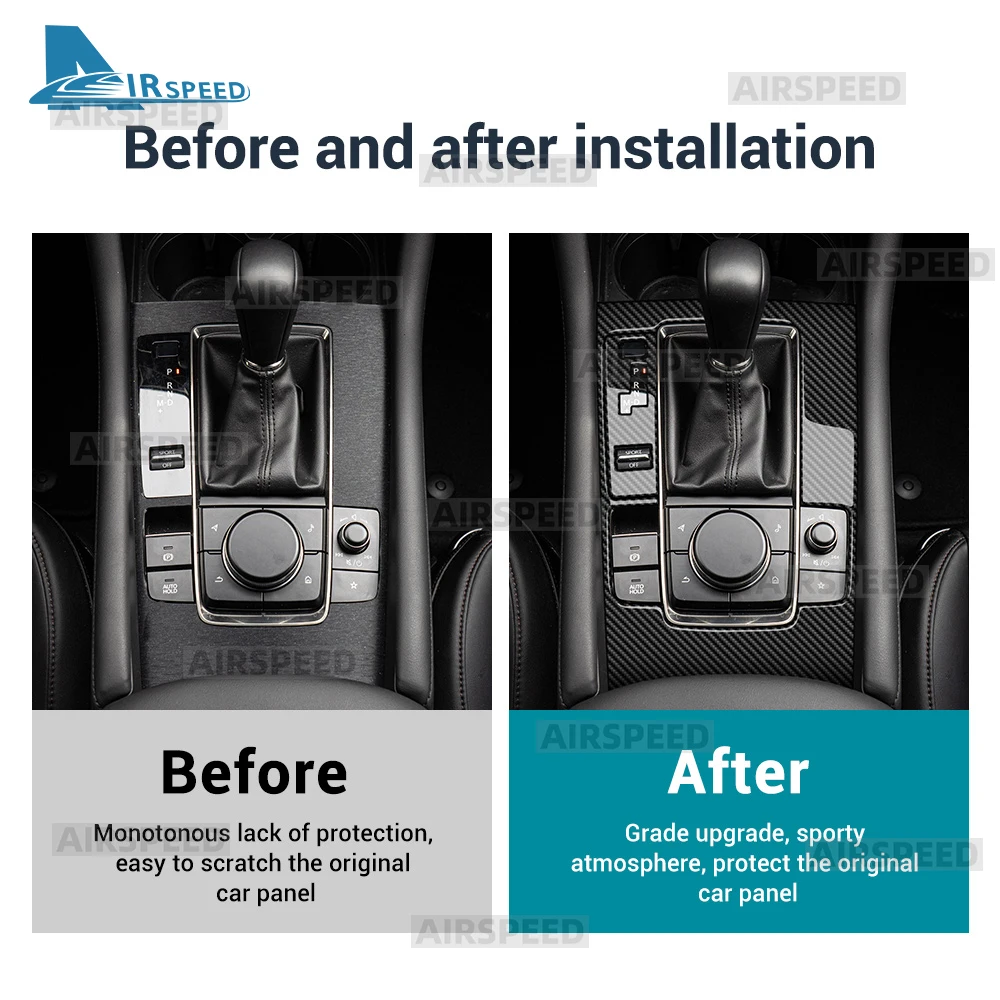 Für Mazda 3 Axela BP 2019 2020 2021 2022 2023 2024 2025 Real Soft Carbon Fiber Aufkleber Automatische AT auto Getriebe Shift Panel Trim