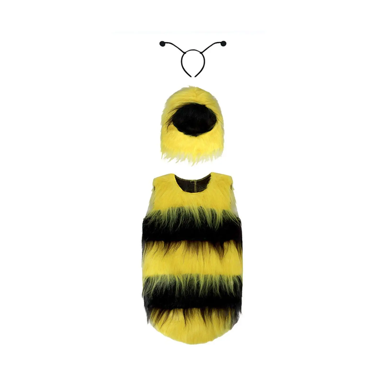 Kids Bee Outfit with Headband Polyester Bumble Costume for Halloween Carnival Cosplay Events