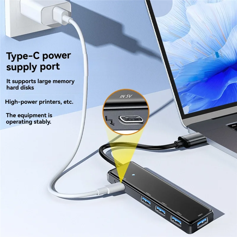 AS95-USB C 3.0 Hub, 5 портов, док-станция, концентратор типа C, 5 Гбит/с, 100 см, адаптер USB 3.0 для ноутбука