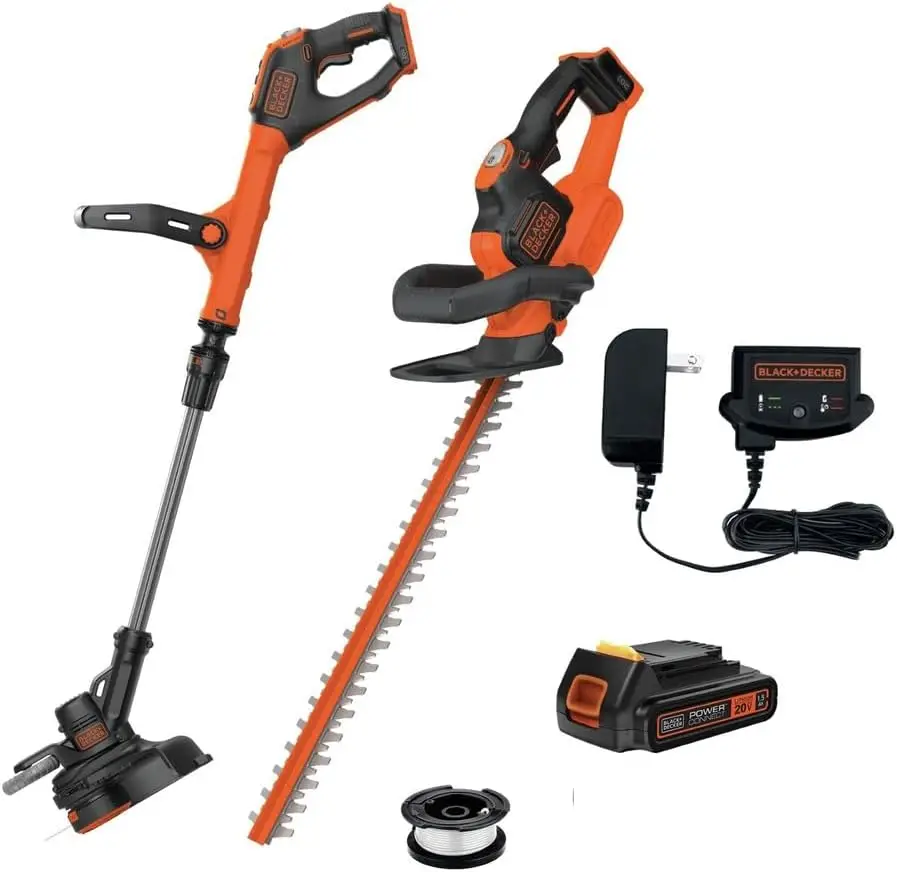 Black & Decker Lht321Lste525-Bndl 20V Max Powercut 22 In. Cordless Hedge Trimmer Kit And 20V Max Easyfeed 12 In. Cordless