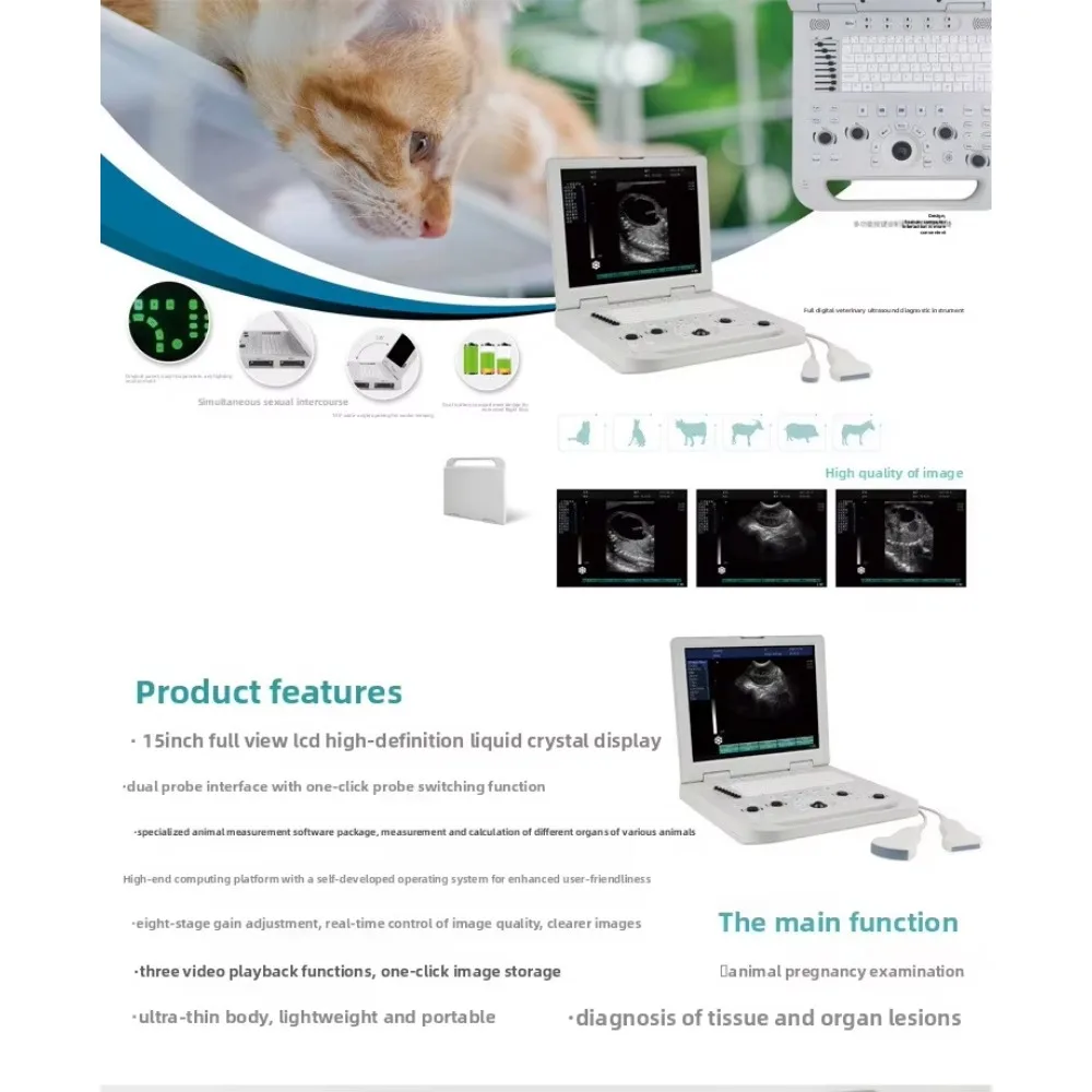 Portable Doppler Color Ultrasound Machine Cat Rabbit Horse Livestock Veterinary Detector 1 Year Warranty