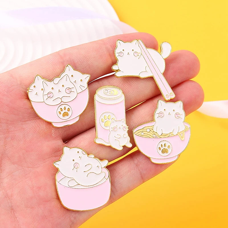 5 Pcs Cat Enamel Pins For Women Girl,Cute Animal Enamel Brooches Badge Pins For Backpack And Jackets DIY Accessories