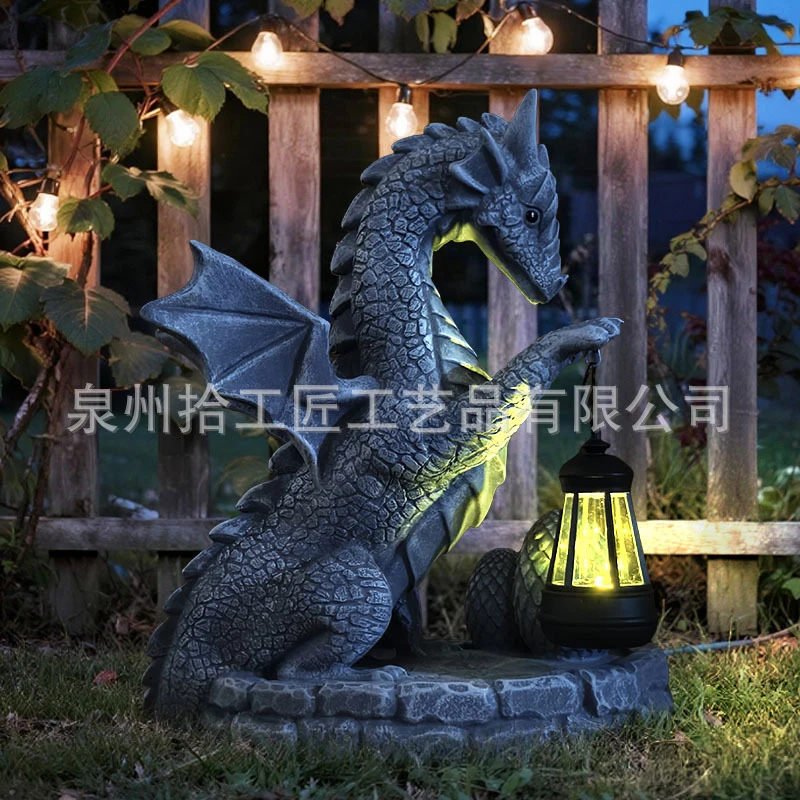 

Outdoor Solar Light Resin Craft Ornament Dinosaur Lantern Garden statue decorates courtyard with landscape lighting