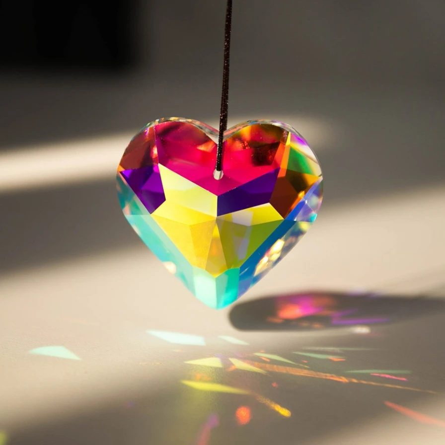 

Optical Prism Colorful Love Shape Glass Lens Necklace DIY Decoration Mother Kids Lover Wedding Birthday Holiday Party Gift Toy