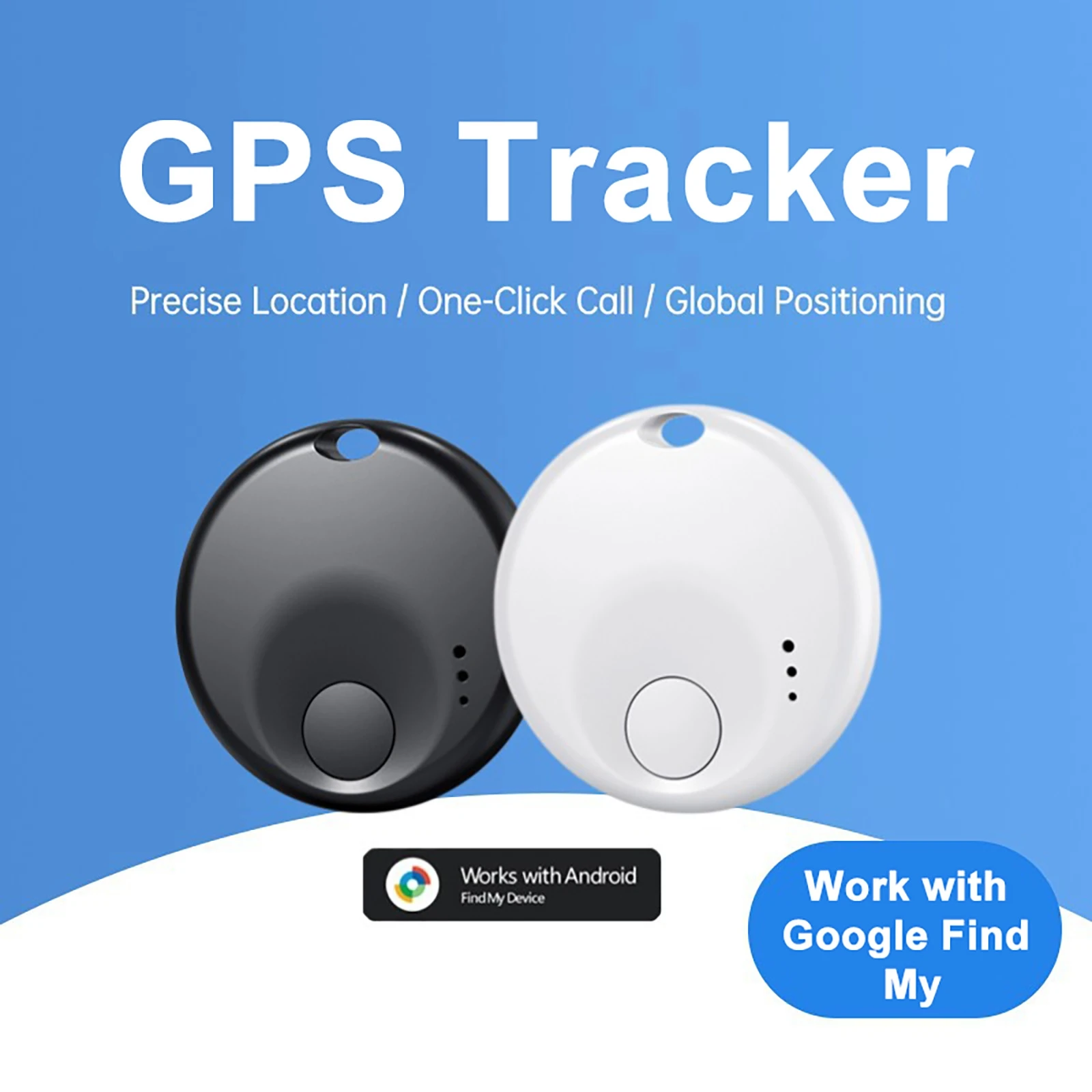جهاز تعقب GPS الذكي لتحديد المواقع العالمي الدقيق لمكافحة الضياع يعمل مع Google Find My Device Tracker لمفتاح الأمتعة للأطفال الأليف
