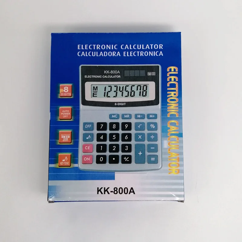 KK-800A آلة حاسبة معدنية لسطح المكتب خط كبير آلة حاسبة واسعة 8 A لوازم مكتبية للكمبيوتر التجارية مع الشركة المصنعة بالجملة