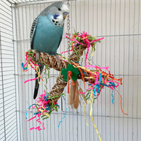 1pc Random Color Rattan Parrot Windmill Chew Toys Hanging Swing Shredder Toys Bird Cage Bite Accessories for Macaws Pet Supplies