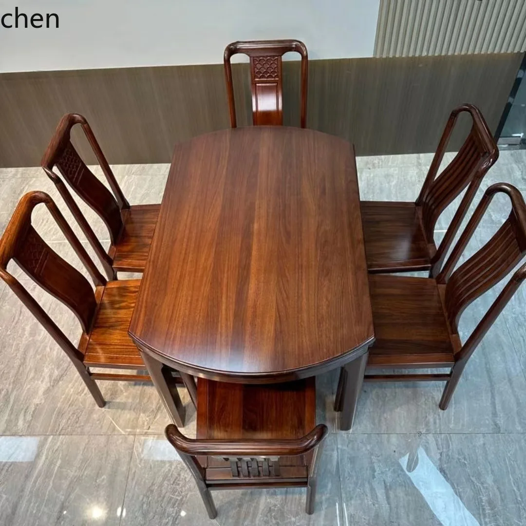 YFY  Dining Table Solid Wood Dining Table and Chairs Telescopic Square Round Combination Dual-use Folding