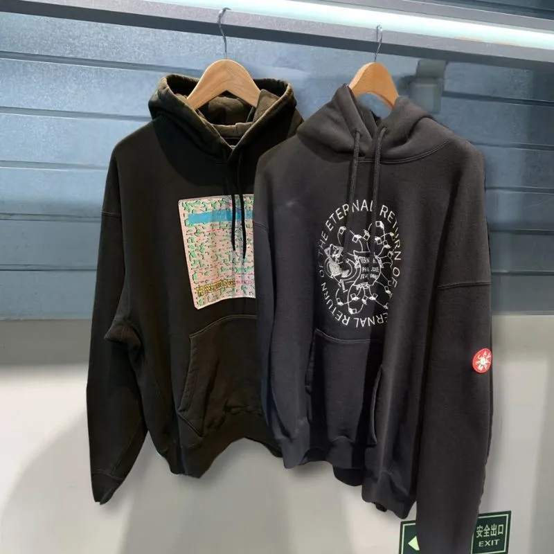 Circular Embroidered Letters Print Black CAVEMPT Hoodies Men Women Streetwear Cotton Loose Hooded Sweatshirts Winter CE Hoody