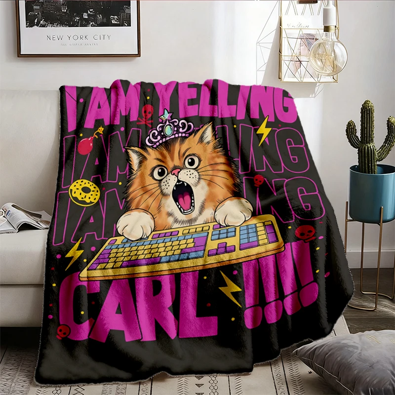 Princess Donut I Am Yelling, Carl  Flannel Blanket, Dungeon Crawler Carl Cat Meme Flannel Throw, DCC Merch