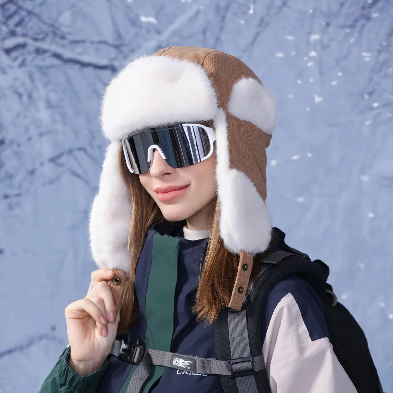 

Зимние шапки-ушанки для активного отдыха, велоспорта, теплые, с защитой ушей, плюшевые, для женщин и мужчин, с утолщенной мягкой флисовой подкладкой, для катания на лыжах