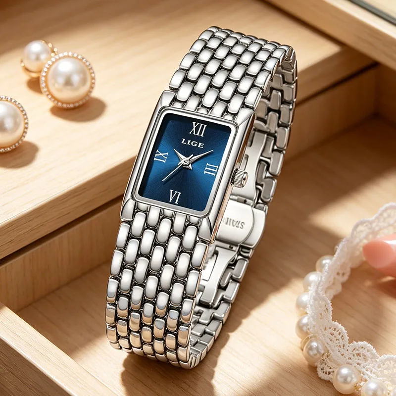 LIGE 2026 Watch for Women Fashion Retro Ladies Waterproof Quartz Watch Simple Temperament Versatile Watch women montre femme+BOX