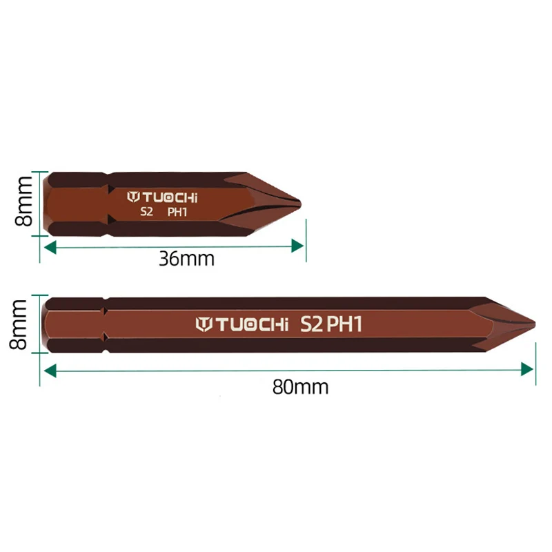 Phillips Screwdriver Bit PH1 PH2 PH3 Length 36mm 80mm