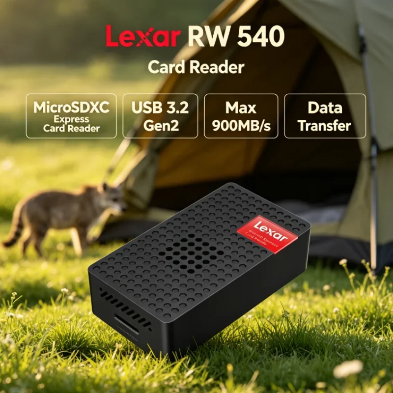 Lexar RW540 MicroSDXC Express Card Reader PLAY PRO MicroSD Card Reader Max 900MB/s Built-in Fan for Video Transfer