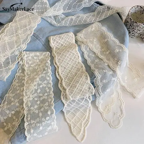Embroidered Lace Hair Scarf Soft Sheer Texture Delicate Pattern For Hair Styling Bag Decoration Daily Wear