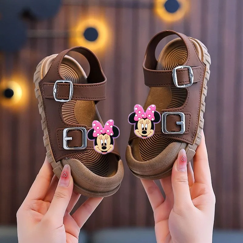 

Disney Wear, повседневная обувь на липучке, детские сандалии с Микки Маусом для мальчиков и девочек, модная детская пляжная обувь с мягкой подошвой