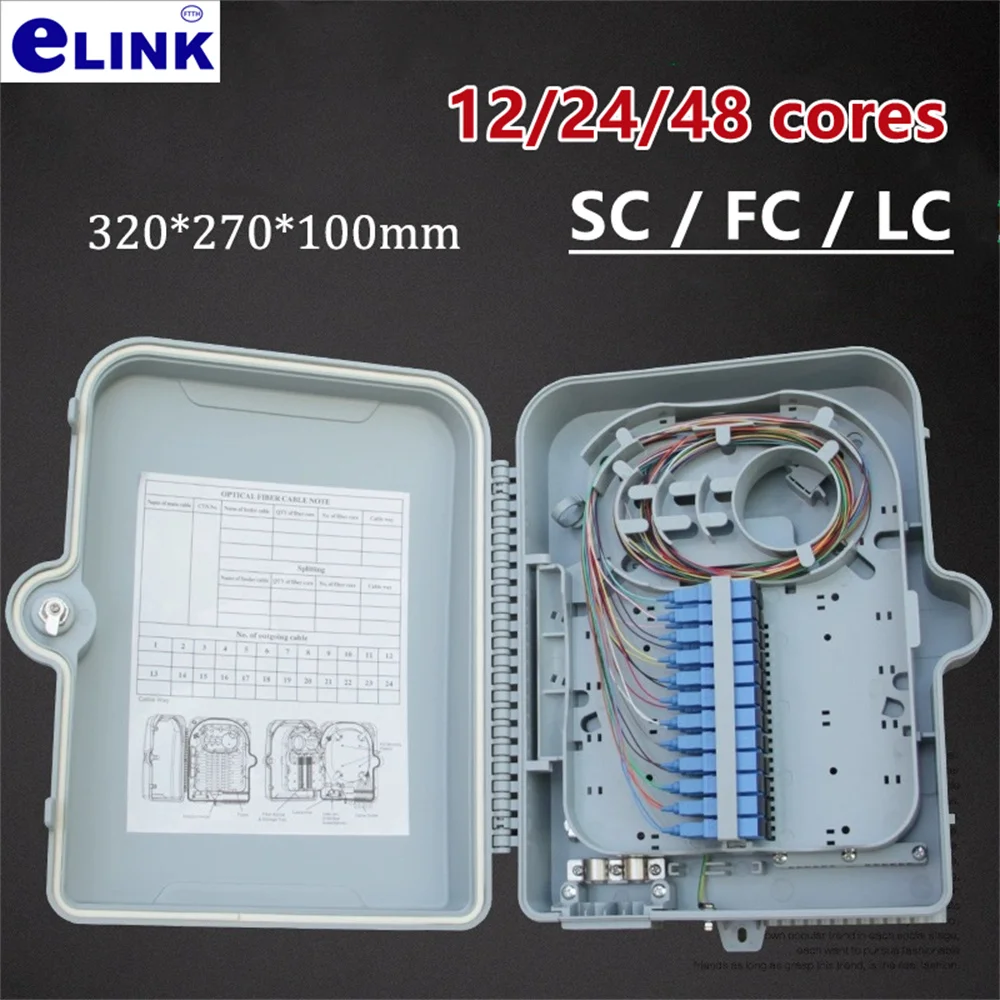 

ftth distribution box 12/24/48 cores LC SC FC fully installed pigtail adapter wall hang indoor outdoor optical fiber cable 24C