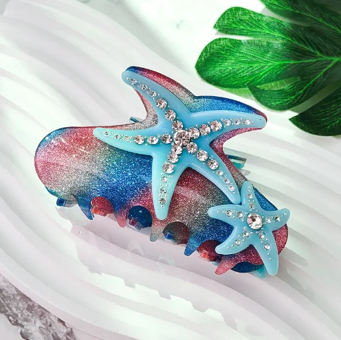 YHJ Underwater World Hair Claw Colorful Starfish Crabs Hair Claw Clip Hair Accessories for Women Girls