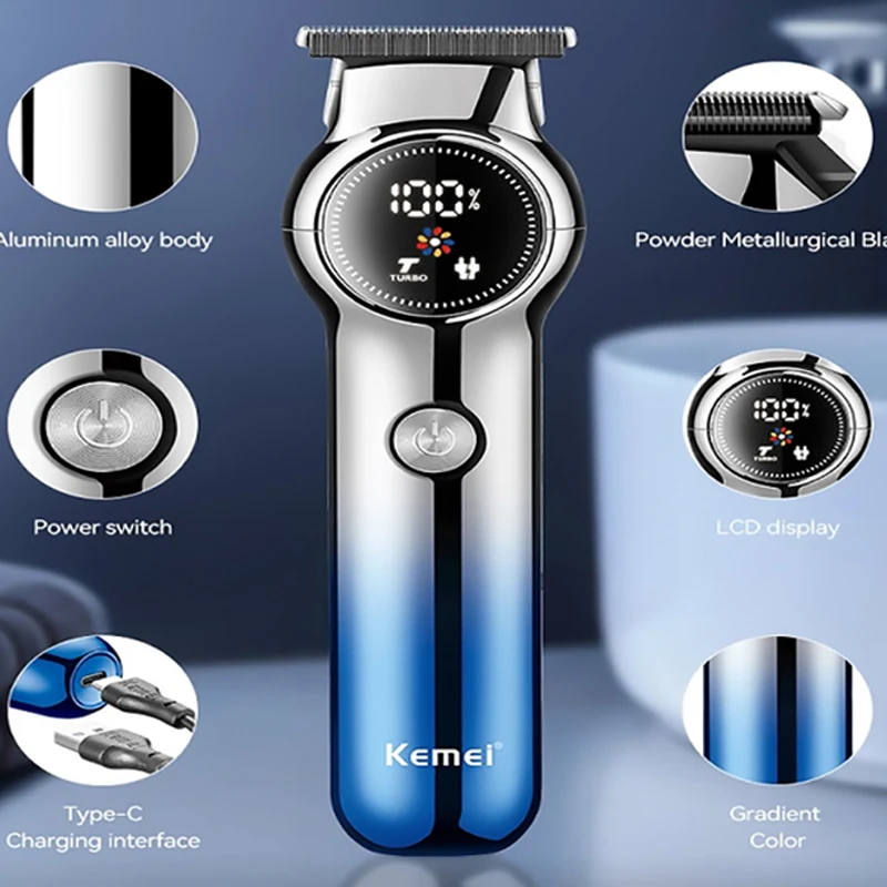 Professional electric hair clipper Cordless Hair clipper Large capacity electric hair clipper Long life rechargeable LED display