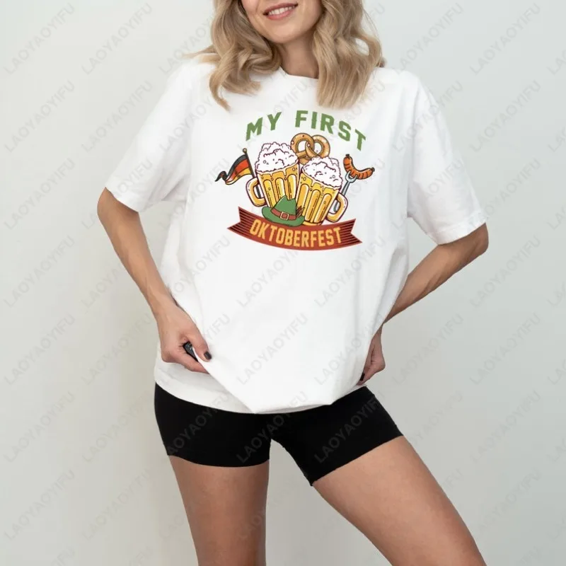 

My First Octoberfest Beer Festival German Tshirt Matching Funny Men Women Sweatshirt Vintage Casual Fashion Cotton Regular Tops