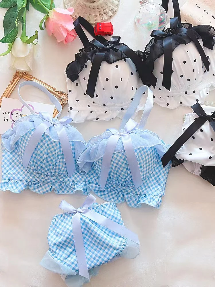 Sex brassiere pure envie sweet lingerie briefsbow bra underwear set soutien lolita bra and underpants seamless push up bralette