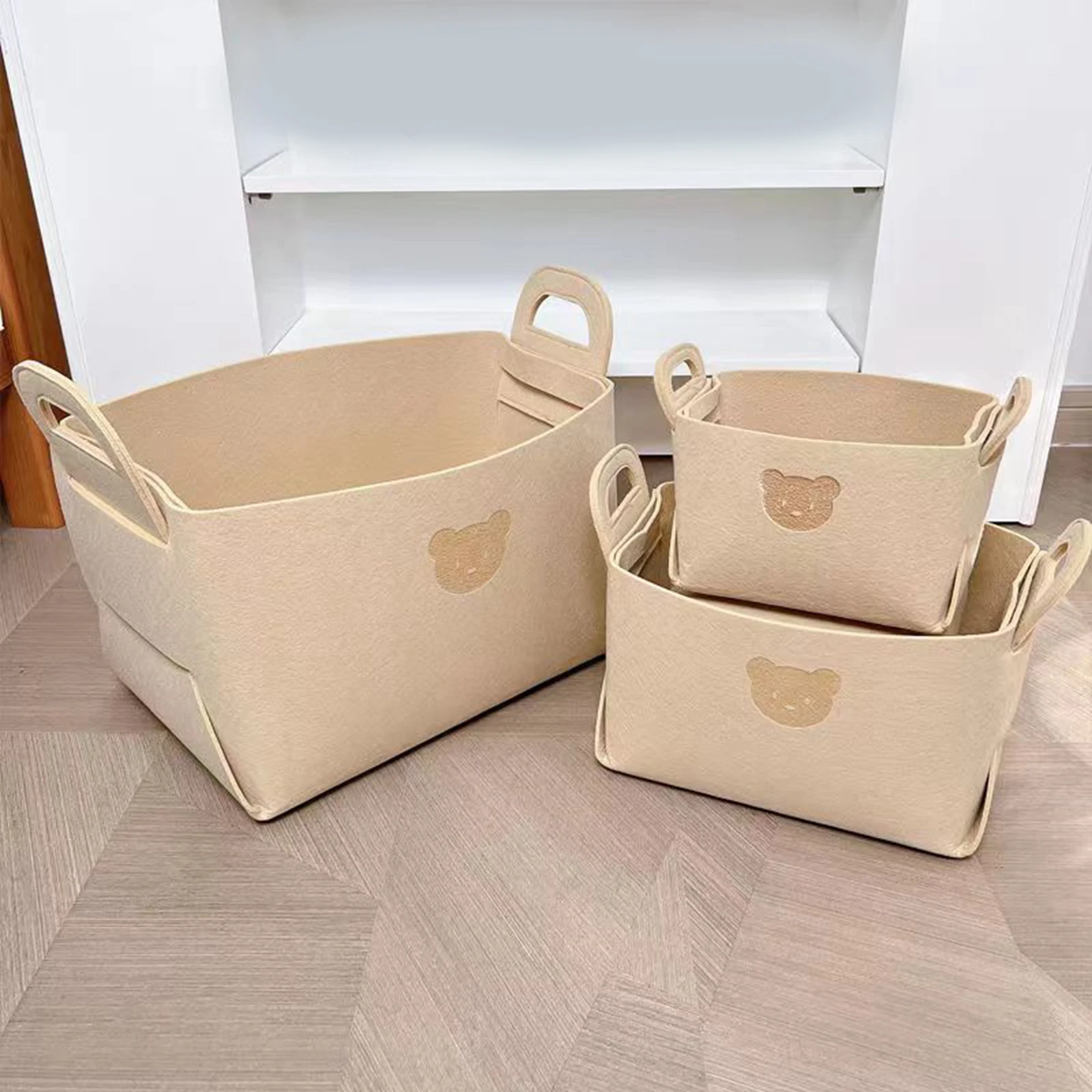 Foldable Felt Storage Baskets Laundry Basket Desktop Sundries Underwear Toy Storage Box Organizer for Living Room Bathroom