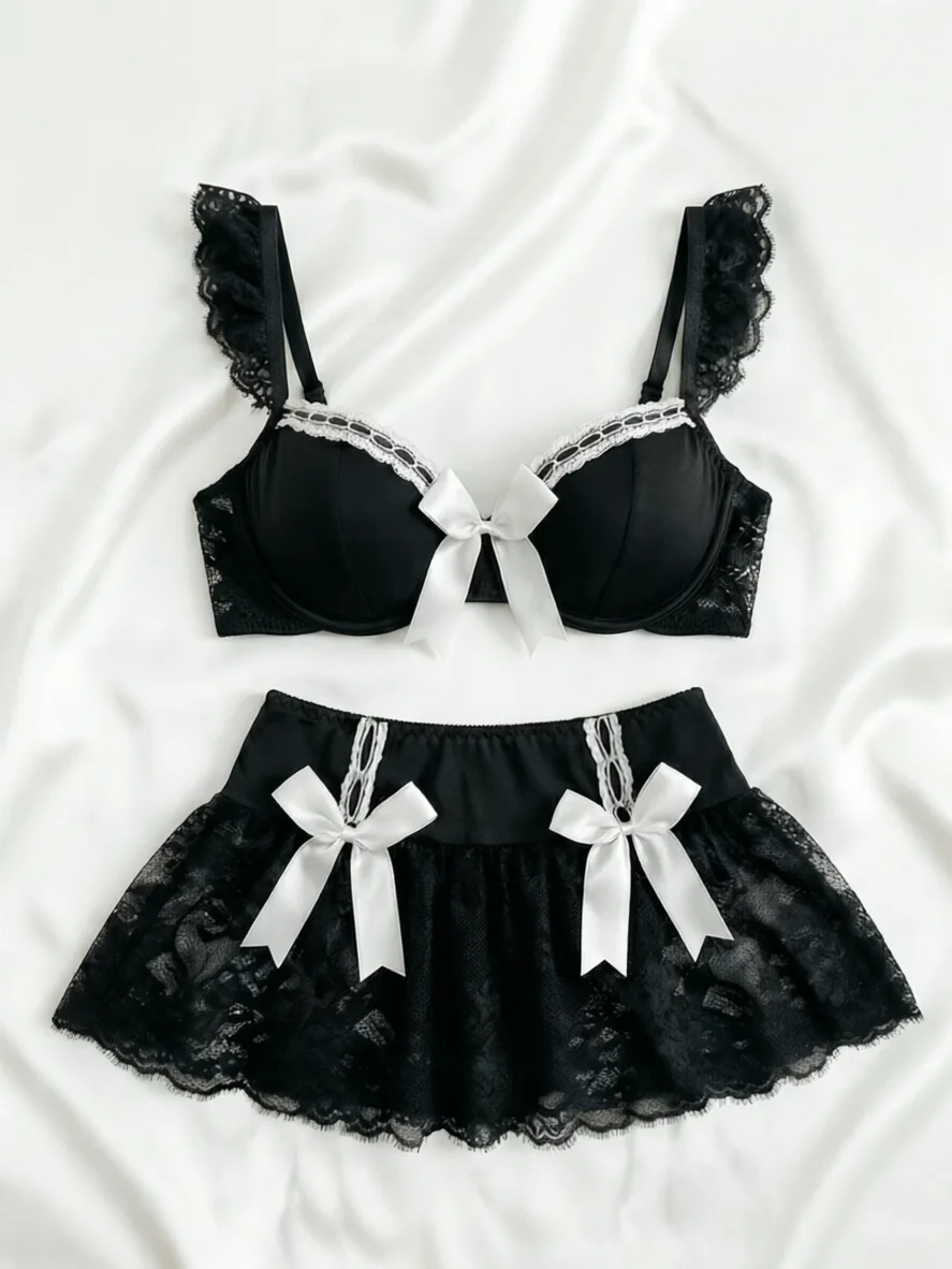 Sexy Lingerie Seamless Underwear Fancy Women Erotic Outfit Open Sexy Bra Set Fantasy Mini Skirt Bra Set Cosplay Costumes Women