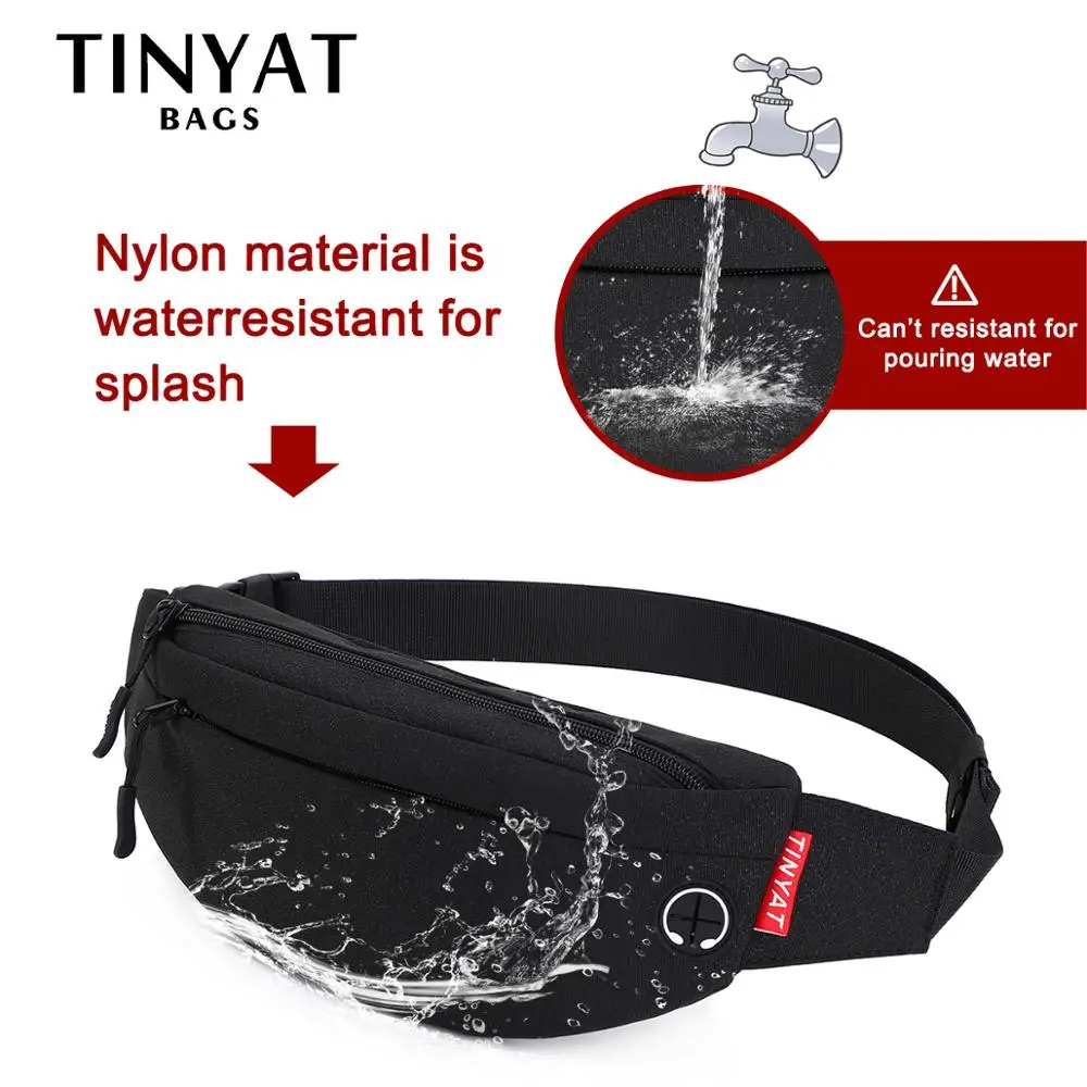 TINYAT Men Waist Bag Pack Purse Casual Large Phone Belt Bag Pouch Women's Canvas Travel Phone Bag Fanny Banana Bag Hip 4 Pockets