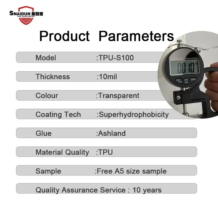 TPU-S100 Film Pelindung Cat Kustom 10mil Transparan Hidrofobik Tahan Menguning & Goresan Self-Healing TPU PPF untuk Mobil