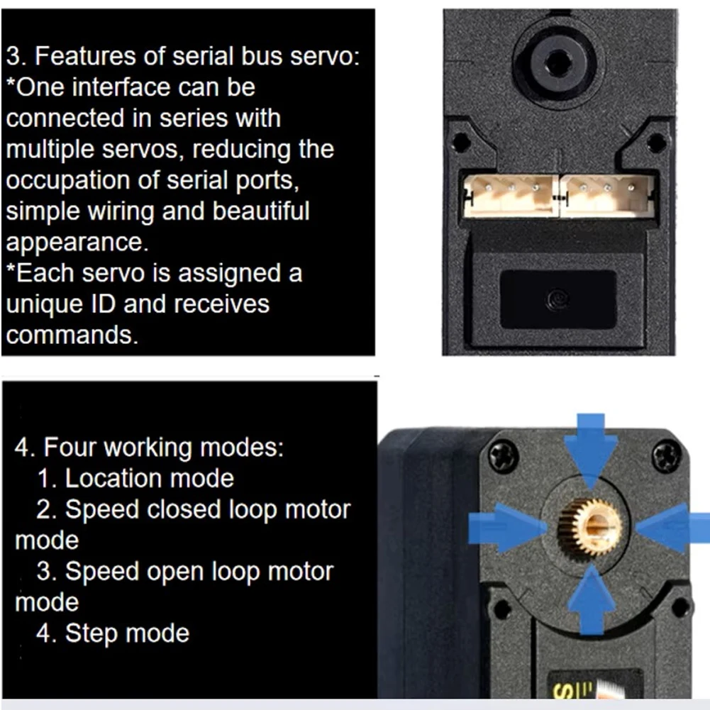 Feetech STS3215 7.4V 19KG Serial Bus Servo High Torque 1/345 1/191 1/147 Gear Robot Arm Magnetic Encoder 360° for SO-ARM100