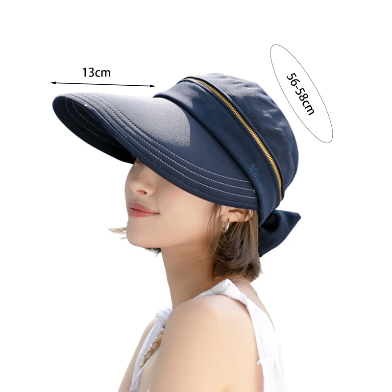 2024 Summer Hat Removable Cap Top with Zipper Empty Top Hat Anti-UV Sun Hats Ladies Cotton Foldable Wide Brim Hat Visor Caps